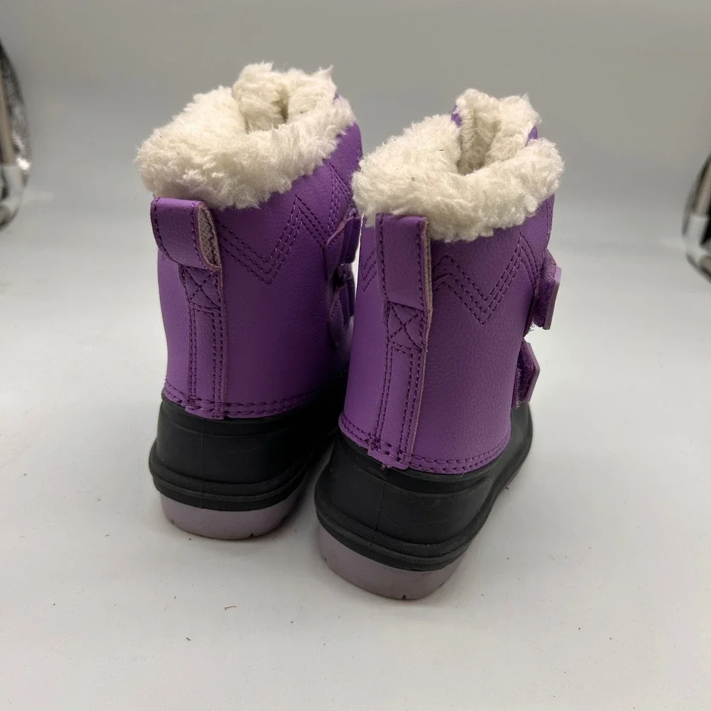 Cat & Jack Kids Purple Winter Boots Faux Fur Lined Hook and Loop Size‎ 7
